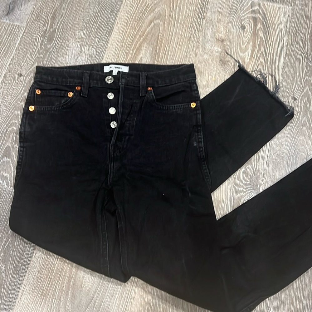RE/DONE black straight jeans